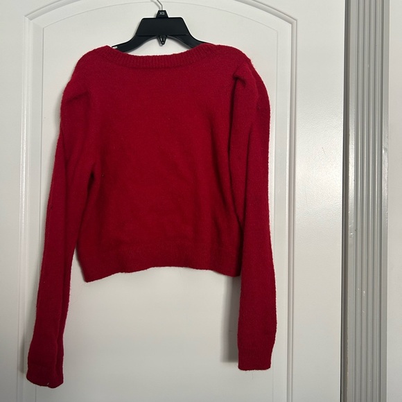 Lovers and Friends Revolve Cherry Red Tight Knit Sweater size small fall 90s - Picture 6 of 11